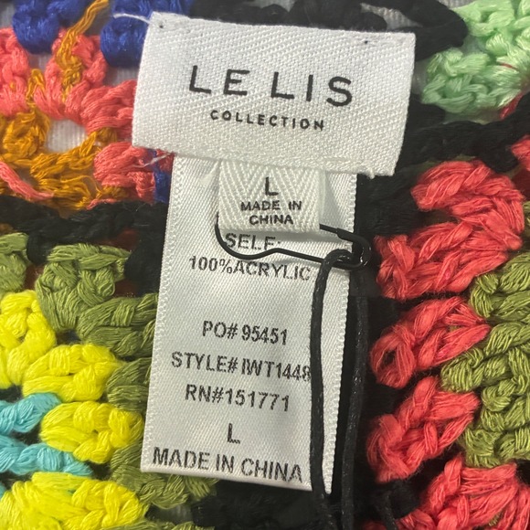 LE LIS Crochet Granny Square Crop Tank Top Boho Festival Patchwork Cottage Large - Picture 6 of 8